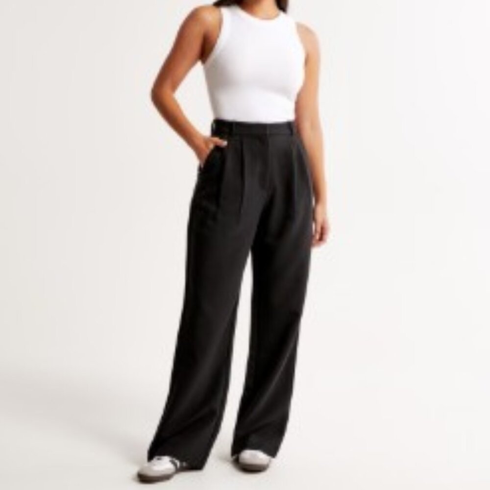 Abercrombie & Fitch Black High-Waist Wide-Leg Trousers